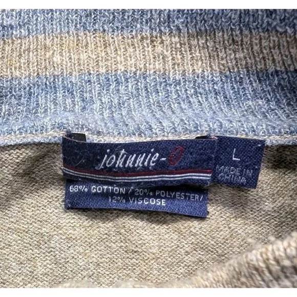 Johnnie O Mens Quarter Zip Pullover Sweater Light Tan Marled Knit Size L - Picture 3 of 10